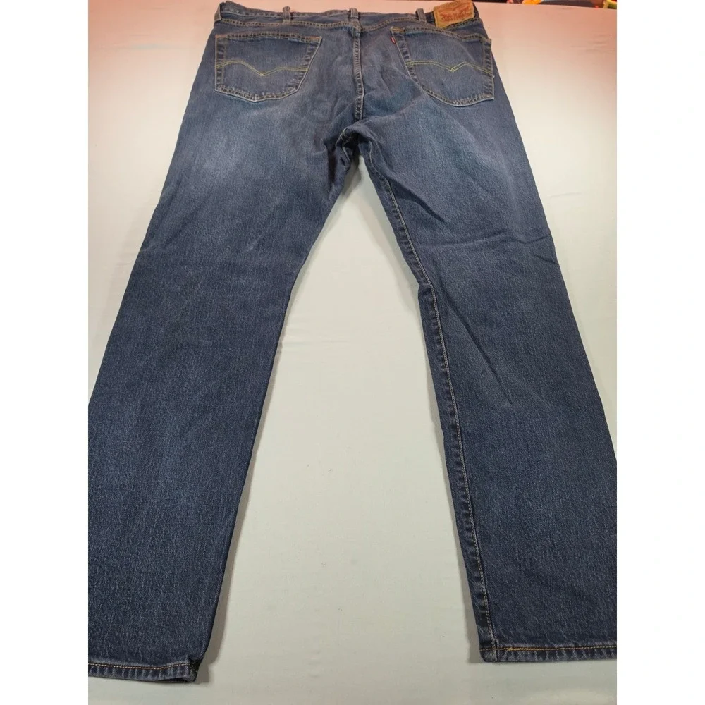 Levis 501 Original Fit Mens Blue Denim Straight Leg Button Fly Jeans 42x32